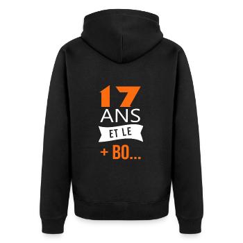 17 ans anniversaire 17 ans et le plus beau - Veste à capuche bio Premium Unisexe - noir - Dos - Nico (187cm)