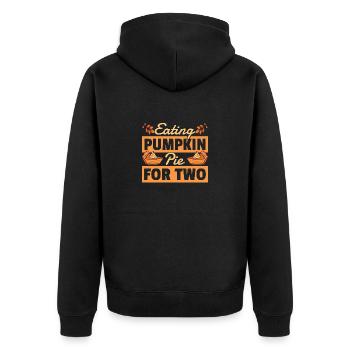 Pumpkin Pie Thanksgiving Schwangerschaft Verkünden - Unisex Premium Bio Zip Hoodie - Schwarz - Hinten - Nico (187cm)