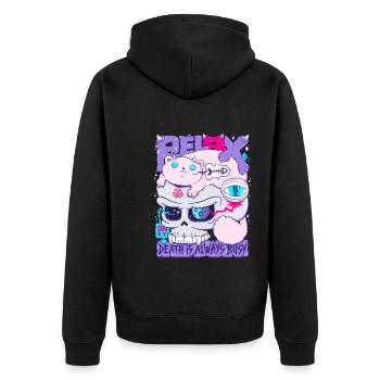 Détendez-vous seulement la mort est toujours occupée - Veste à capuche bio Premium Unisexe - noir - Dos - Nico (187cm)