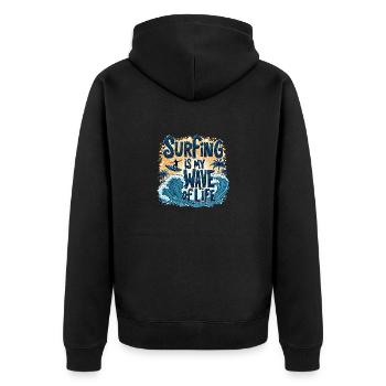 Le surf est ma vague de vie – Surfer & Ocean - Veste à capuche bio Premium Unisexe - noir - Dos - Nico (187cm)