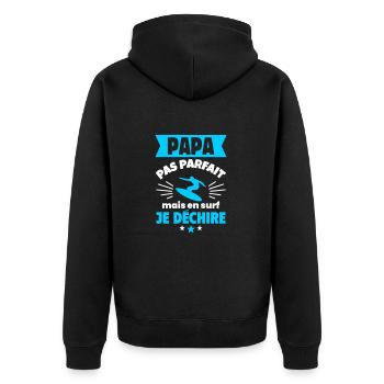 Papa pas parfait, mais en surf je déchire - Veste à capuche bio Premium Unisexe - noir - Dos - Nico (187cm)