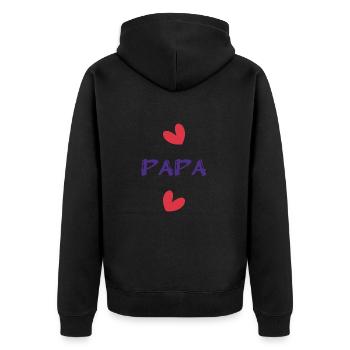 PAPA. VATERTAG. ALLES GUTE ZUM GEBURTSTAG, PAPA. ALLES GUTE ZUM GEBURTSTAG! - Unisex Premium Bio Zip Hoodie - Schwarz - Hinten - Nico (187cm)