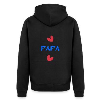 VATERTAG. ALLES GUTE ZUM GEBURTSTAG, PAPA. PAPA. ALLES GUTE ZUM GEBURTSTAG! - Unisex Premium Bio Zip Hoodie - Schwarz - Hinten - Nico (187cm)