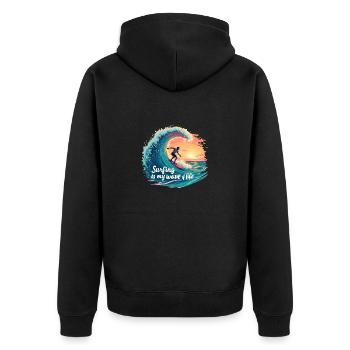 Le surf est ma vague de vie – Surfer & Ocean - Veste à capuche bio Premium Unisexe - noir - Dos - Nico (187cm)