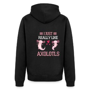 I just like Axolotl Funny gift Axolotl - Unisex Premium Organic Zip Hoodie - black - Back - Nico (187cm)