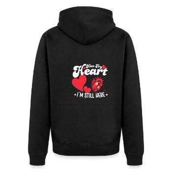 Gesunder Herzschlag Februar-herzbewusstsein - Unisex Premium Bio Zip Hoodie - Schwarz - Hinten - Nico (187cm)