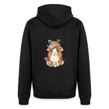 Guinea pig with flowers - Unisex Premium Organic Zip Hoodie - black - Back - Nico (187cm)