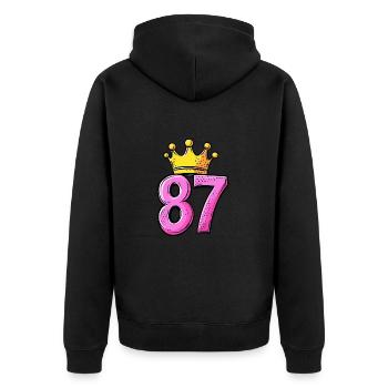 87 Numéro Jersey Couronne - Veste à capuche bio Premium Unisexe - noir - Dos - Nico (187cm)