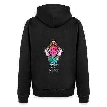 TRUST YOUR INNER WISDOM - Ganesha Elephant - Unisex Premium Organic Zip Hoodie - black - Back - Nico (187cm)