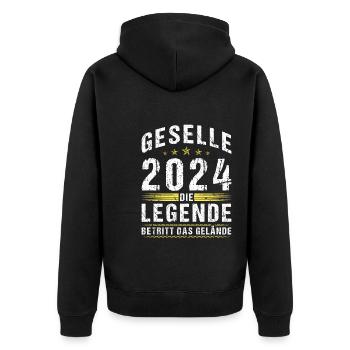 Geselle 2024 Gesellenprüfung Bestandene Ausbildung - Unisex Premium Bio Zip Hoodie - Schwarz - Hinten - Nico (187cm)