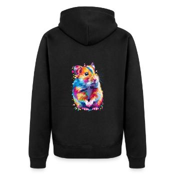 Cute Hamster Rainbow Colors - Unisex Premium Organic Zip Hoodie - black - Back - Nico (187cm)