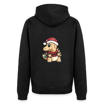 Dinosaure stégosaure Bande dessinée de Noël - Veste à capuche bio Premium Unisexe - noir - Dos - Nico (187cm)