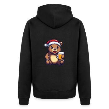 Bear Beer Xmas Christmas - Unisex Premium Organic Zip Hoodie - black - Back - Nico (187cm)