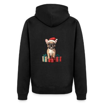 Bouledogue Français Chien Noël - Veste à capuche bio Premium Unisexe - noir - Dos - Nico (187cm)