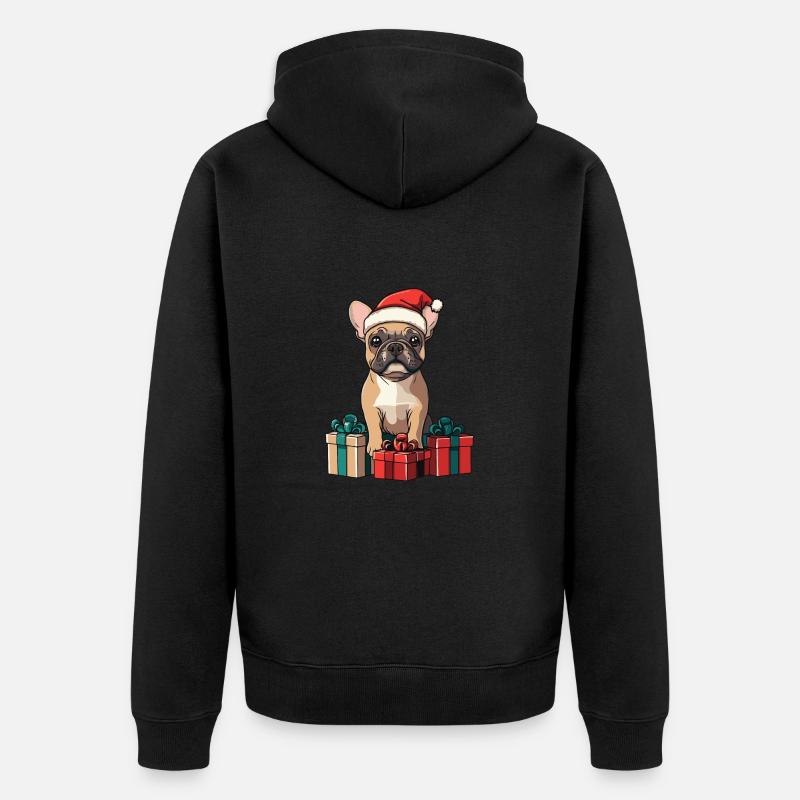 Bouledogue Français Chien Noël - Veste à capuche bio Premium Unisexe - noir