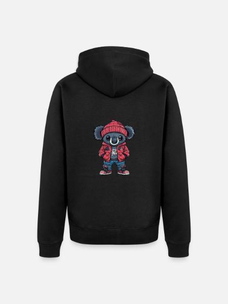 Koala Funny Winter - Unisex Premium Organic Zip Hoodie - black