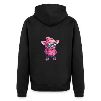 Cochon Bande dessinée cool - Veste à capuche bio Premium Unisexe - noir - Dos - Nico (187cm)