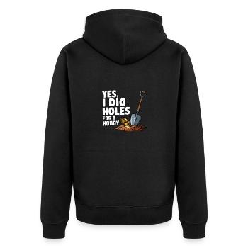 Metal Detector Holes Digging Hobby Treasure Hunter - Unisex Premium Organic Zip Hoodie - black - Back - Nico (187cm)