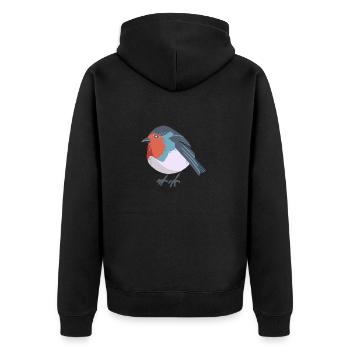 Rotkehlchen - Unisex Premium Bio Zip Hoodie - Schwarz - Hinten - Nico (187cm)