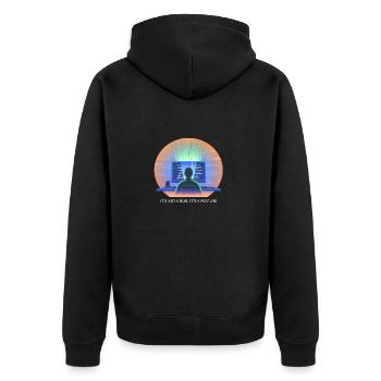 its not a bug its a feature Programmer Software - Unisex Premium Organic Zip Hoodie - black - Back - Nico (187cm)