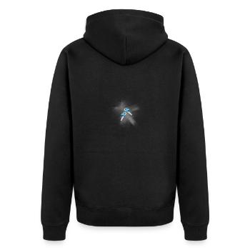 Kletterschuhe und Chalk Explosion - Unisex Premium Bio Zip Hoodie - Schwarz - Hinten - Nico (187cm)