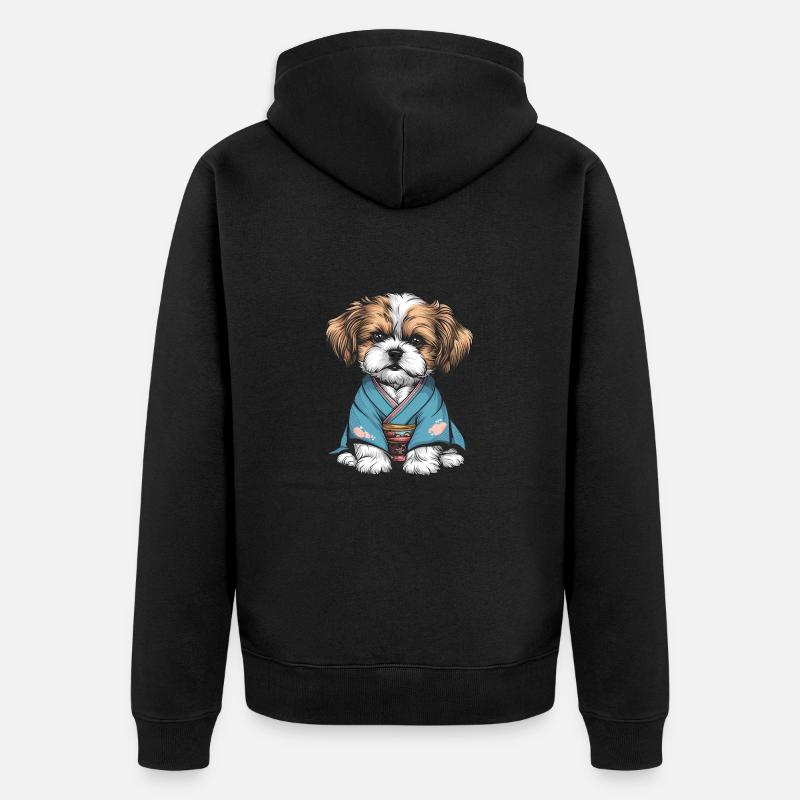 Shih Tzu En Kimono - Veste à capuche bio Premium Unisexe - noir