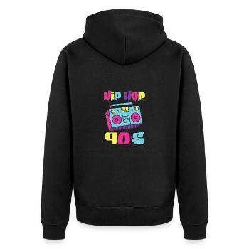 Stolzer 90er Hip Hop Liebhaber 90s HipHop - Unisex Premium Bio Zip Hoodie - Schwarz - Hinten - Nico (187cm)