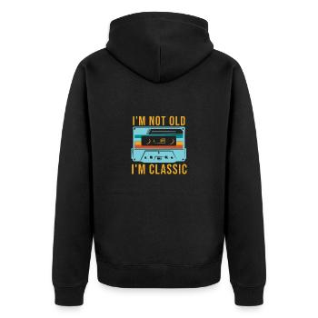 Kassette Klassiker Ich bin nicht alt Klassisch - Unisex Premium Bio Zip Hoodie - Schwarz - Hinten - Nico (187cm)