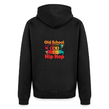 Stolzer 90er Hip Hop Liebhaber 90s HipHop - Unisex Premium Bio Zip Hoodie - Schwarz - Hinten - Nico (187cm)
