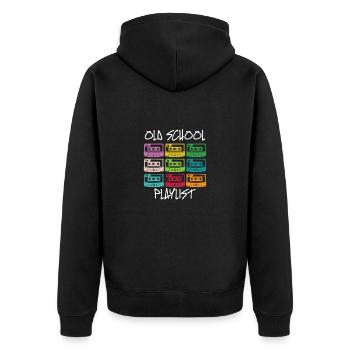 Kassette Diskette VHS Retro Kindheitserinnerung - Unisex Premium Bio Zip Hoodie - Schwarz - Hinten - Nico (187cm)