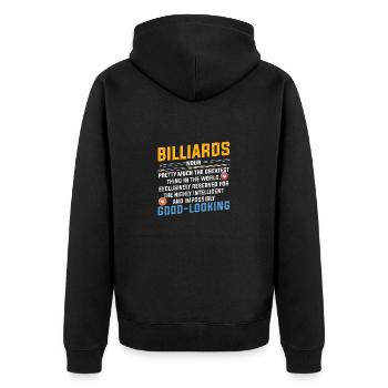 Billard Pool Billard Billardkugel Billardkö 8Ball - Unisex Premium Bio Zip Hoodie - Schwarz - Hinten - Nico (187cm)