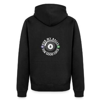 Billard Pool Billard Billardkugel Billardkö 8Ball - Unisex Premium Bio Zip Hoodie - Schwarz - Hinten - Nico (187cm)
