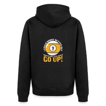 Billard Pool Billard Billardkugel Billardkö 8Ball - Unisex Premium Bio Zip Hoodie - Schwarz - Hinten - Nico (187cm)