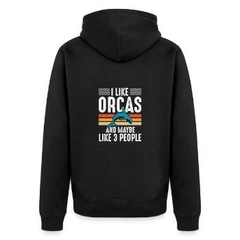 Orca Sea Nature Funny Marine Animals Water Ocean - Unisex Premium Organic Zip Hoodie - black - Back - Nico (187cm)