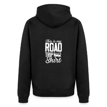 Road trip Adventure Travel Camping Camper - Unisex Premium Organic Zip Hoodie - black - Back - Nico (187cm)