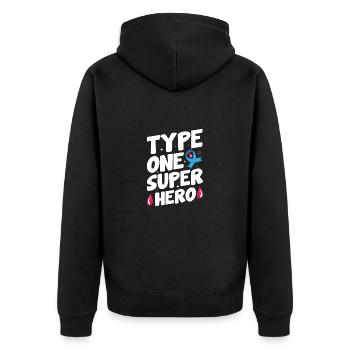 Insulin Junkie Diabetiker Diabetes Zucker Typ1 - Unisex Premium Bio Zip Hoodie - Schwarz - Hinten - Nico (187cm)