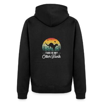 Otter Animal Water Retro Nature Water Sea Fur - Unisex Premium Organic Zip Hoodie - black - Back - Nico (187cm)