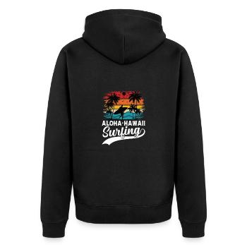 Malibu Surfen Kalifornien Surfer Strand - Unisex Premium Bio Zip Hoodie - Schwarz - Hinten - Nico (187cm)