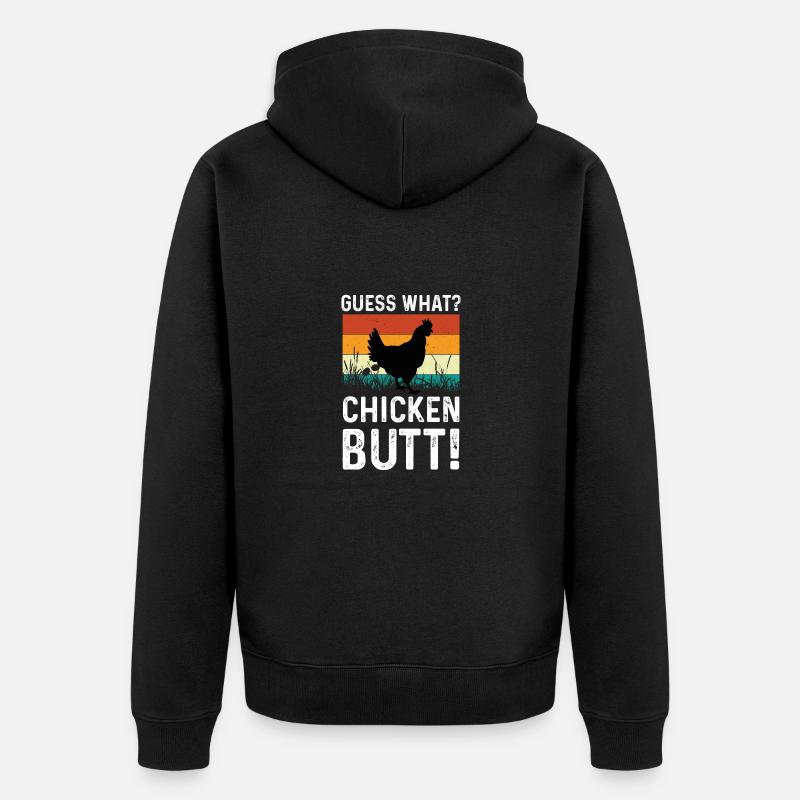 Hühnerarsch Hintern Hühnerstall Henne - Unisex Premium Bio Zip Hoodie - Schwarz