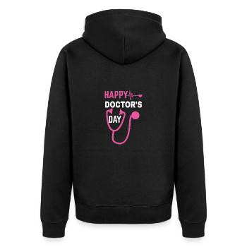 Arzt Mediziner Doktor PhD Internist Urologe Beruf - Unisex Premium Bio Zip Hoodie - Schwarz - Hinten - Nico (187cm)