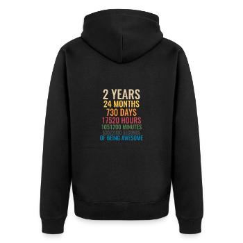 2. Geburtstag 2 Jahre Geburtstag Geschenk 2 Jahre - Unisex Premium Bio Zip Hoodie - Schwarz - Hinten - Nico (187cm)