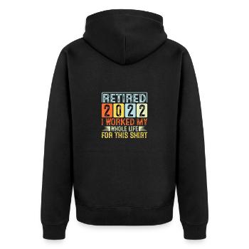 Rentner 2022 Ruhestand Rente Opa Pension Senior - Unisex Premium Bio Zip Hoodie - Schwarz - Hinten - Nico (187cm)