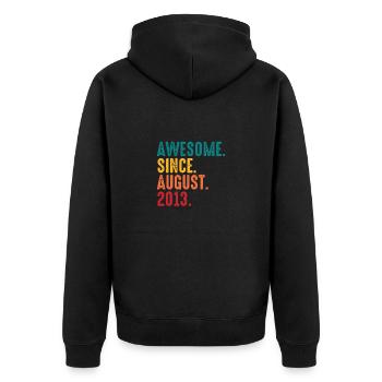 August 2013 - Birthday in August - Unisex Premium Organic Zip Hoodie - black - Back - Nico (187cm)