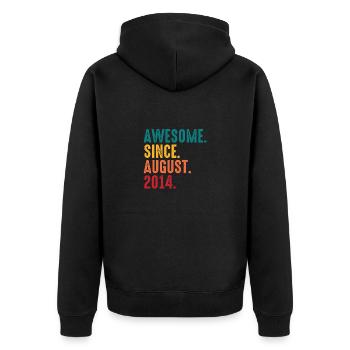 August 2014 - Birthday in August - Unisex Premium Organic Zip Hoodie - black - Back - Nico (187cm)