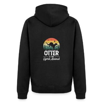 Otter Fischotter Seeotter Wassermarder - Unisex Premium Bio Zip Hoodie - Schwarz - Hinten - Nico (187cm)
