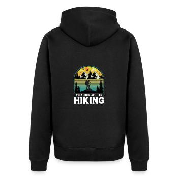Weekend Hiking Team Hiking in the mountains - Unisex Premium Organic Zip Hoodie - black - Back - Nico (187cm)