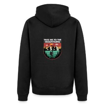 Berg Wandern Bergsteigen hiking mountain Reise - Unisex Premium Bio Zip Hoodie - Schwarz - Hinten - Nico (187cm)