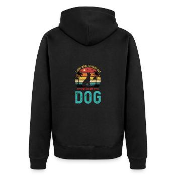 Poil de chien Race de chien Cadeau de propriétaire de chien - Veste à capuche bio Premium Unisexe - noir - Dos - Nico (187cm)