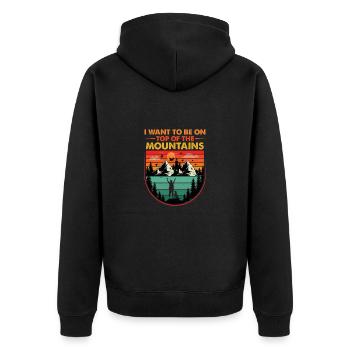 Berg Wandern Bergsteigen hiking mountain Reise - Unisex Premium Bio Zip Hoodie - Schwarz - Hinten - Nico (187cm)