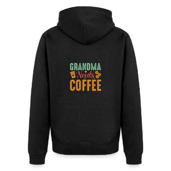 Grandma Coffee Coffee Drinker Saying Grandmother Grandma - Unisex Premium Organic Zip Hoodie - black - Back - Nico (187cm)